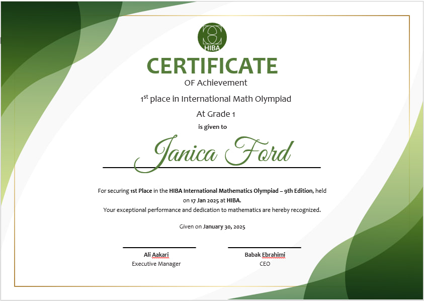 international math Olympiad certificate